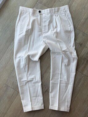 ALL SAINTS 'Tallis' Cropped Pleated Trouser (NWT) - Wheatgrass Taupe - Size 36W